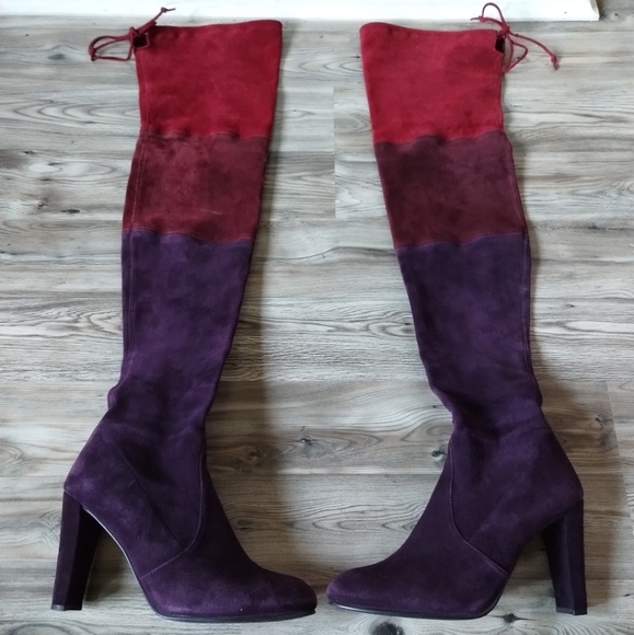 Stuart Weitzman Troika Thigh High Suede Tri-Color Boots Women's Size 9 - Picture 2 of 7